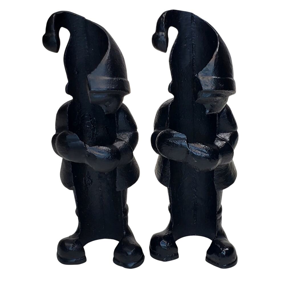 Elf Cast Iron Taper Candle Holders Crate and Barrel 5.5"